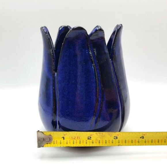 Hand Crafted Cobalt Blue Pottery Tulip Vase, By H.Franklin - Picture 6 of 8